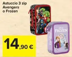 Carrefour Iper Astuccio 3 zip Avengers o Frozen offerta
