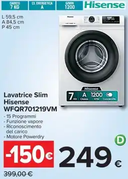 Carrefour Iper Lavatrice Slim Hisense offerta