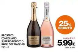 Superconti Prosecco Conegliano Superiore DOCG o Rose' DOC Maschio offerta