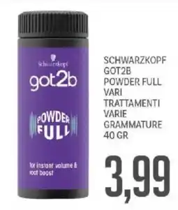 Supermercati Piccolo Schwarzkopf got2b Powder Full offerta
