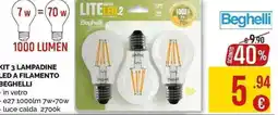 La Prealpina Kit 3 lampadine LED a filamento Beghelli offerta