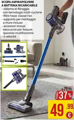La Prealpina Scopa aspirapolvere a batteria ricaricabile offerta