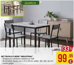 La Prealpina Set tavolo e sedie "Industrial" Quercia offerta