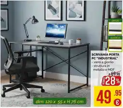 La Prealpina Scrivania porta PC "Industrial" offerta