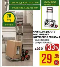 La Prealpina Carrello 3 ruote in alluminio salvaspazio per scale offerta