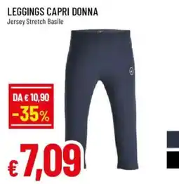 Galassia superstore Leggings capri donna jersey stretch basile offerta
