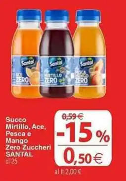 Docks Cash&Carry Succo Mirtillo, Ace, Pesca e Mango Zero Zuccheri SANTAL offerta