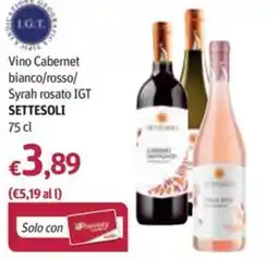 Futura Supermercati Vino Cabernet bianco/rosso/Syrah rosato IGT SETTESOLI offerta