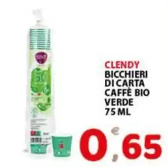Premium Supermercati Clendy bicchieri di carta caffè bio verde offerta