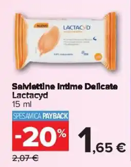 Carrefour Salviettine Intime Delicate Lactacyd offerta