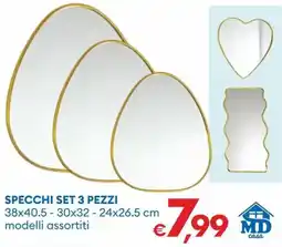 MD Discount Specchi set 3 pezzi offerta