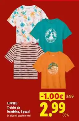 Lidl LUPILU T-shirt da bambina, 2 pezzi offerta