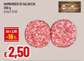 Famila HAMBURGER DI SALSICCIA offerta
