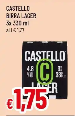Famila CASTELLO BIRRA LAGER 3x 330 ml offerta