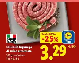 Lidl Salsiccia luganega di suino arrotolata offerta