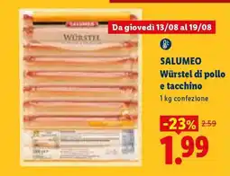 Lidl Salumeo Würstel di pollo e tacchino offerta