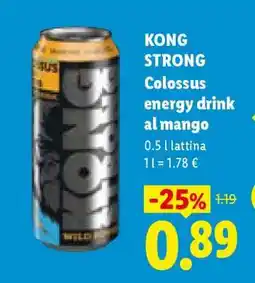 Lidl KONG STRONG Colossus energy drink al mango offerta