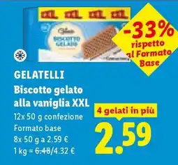 Lidl GELATELLI Biscotto gelato alla vaniglia XXL offerta