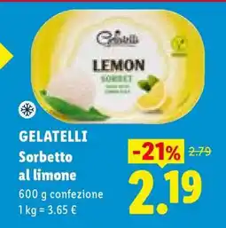 Lidl Gelatelli Sorbetto al limone offerta