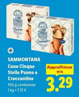 Lidl SAMMONTANA Cono Cinque Stelle Panna o Croccantino offerta