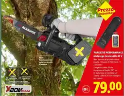 Lidl Parkside Performance Motosega ricaricabile 40 V offerta