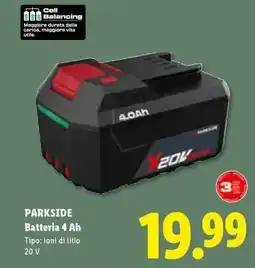 Lidl PARKSIDE Batteria 4 Ah offerta