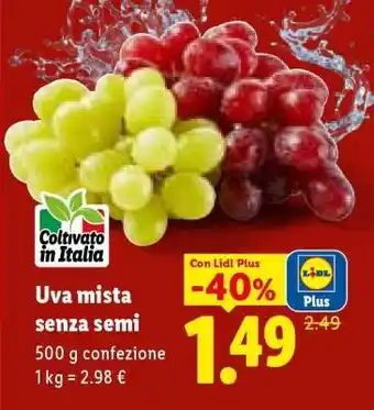 Lidl Uva Mista Senza Semi offerta