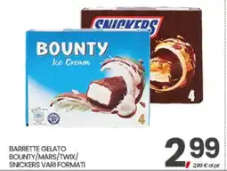 Eurospar BARRETTE GELATO BOUNTY/MARS/TWIX/SNICKERS VARI FORMATI offerta
