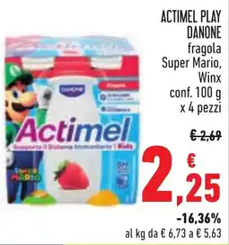 Conad Actimel Danone fragola Super Mario, Winx offerta