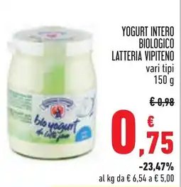 Conad Yogurt intero biologico Latteria Vipiteno offerta