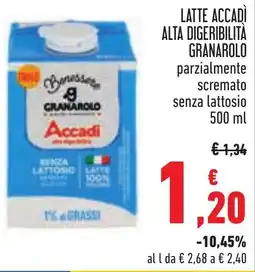 Conad Latte accadi alta digeribilità granarolo parzialmente scremato senza lattosio offerta