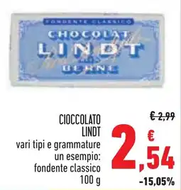 Conad Cioccolato Lindt fondente classico offerta