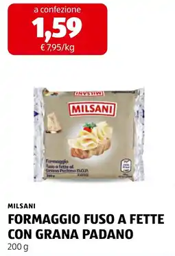 Spazio Conad Milsani Formaggio Fuso a Fette con Grana Padano offerta