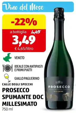 ALDI Calle degli Specchi Prosecco Spumante Doc Millesimato offerta