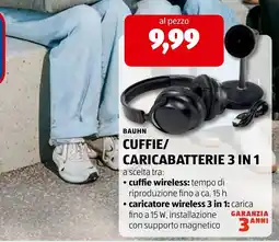 ALDI Cuffie/Caricabatterie 3 in 1 Bauhn offerta