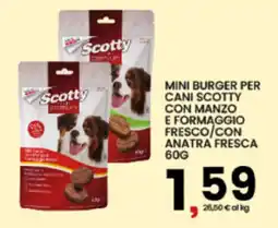 Interspar Mini burger per cani Scotty con manzo e formaggio fresco/con anatra fresca offerta