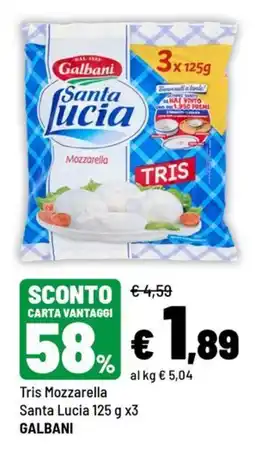 Iper La Grande Tris Mozzarella Santa Lucia offerta