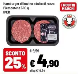 Iper La Grande Hamburger di bovino adulto di razza Piemontese offerta