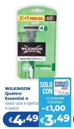 Acqua & Sapone Wilkinson Quattro Essential 4 offerta