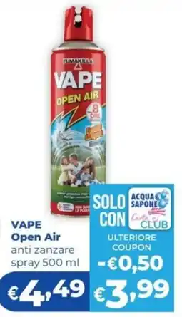 Acqua & Sapone Vape Open Air anti zanzare spray offerta