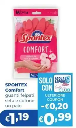 Acqua & Sapone Spontex Comfort guanti felpati seta e cotone offerta