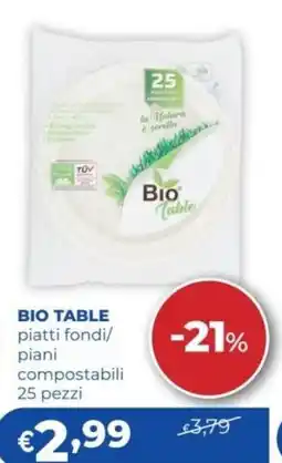 Acqua & Sapone Bio Table piatti fondi/piani compostabili offerta