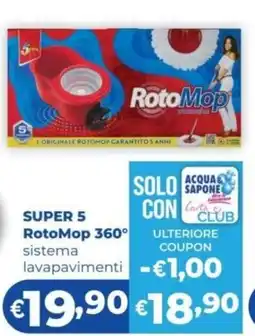 Acqua & Sapone Super 5 RotoMop 360° sistema lavapavimenti offerta
