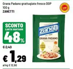 Iper La Grande Grana Padano grattugiato fresco DOP Zanetti offerta