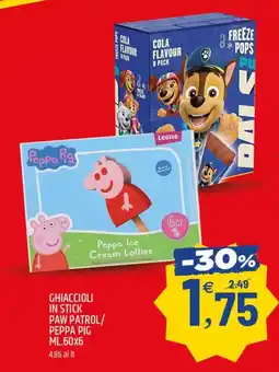 Ard Discount Ghiaccioli in stick Paw Patrol/Peppa Pig offerta