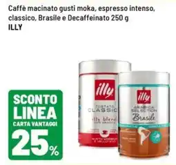 Iper La Grande Caffè macinato gusti moka, espresso intenso, classico, Brasile e Decaffeinato ILLY offerta