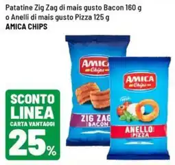 Iper La Grande Patatine Zig Zag di mais gusto Bacon o Anelli di mais gusto Pizza AMICA CHIPS offerta