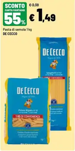 Iper La Grande Pasta di semola DE CECCO offerta
