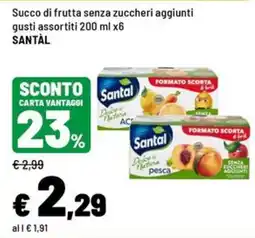 Iper La Grande Succo di frutta senza zuccheri aggiunti Santal offerta