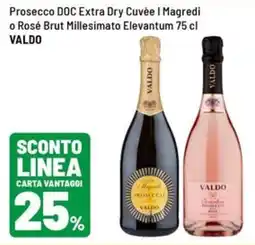 Iper La Grande Prosecco DOC Extra Dry Cuvée I Magredi o Rosé Brut Millesimato Elevantum VALDO offerta